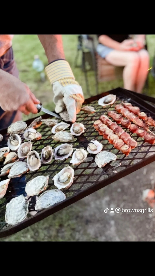 Oysters and Bacon wrapped Scallops on Anvil Grill