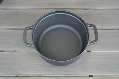 8 inch cast iron Dutch oven seasoned interior