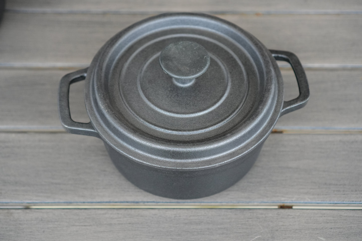 8 inch cast iron Dutch oven lid detail close-up