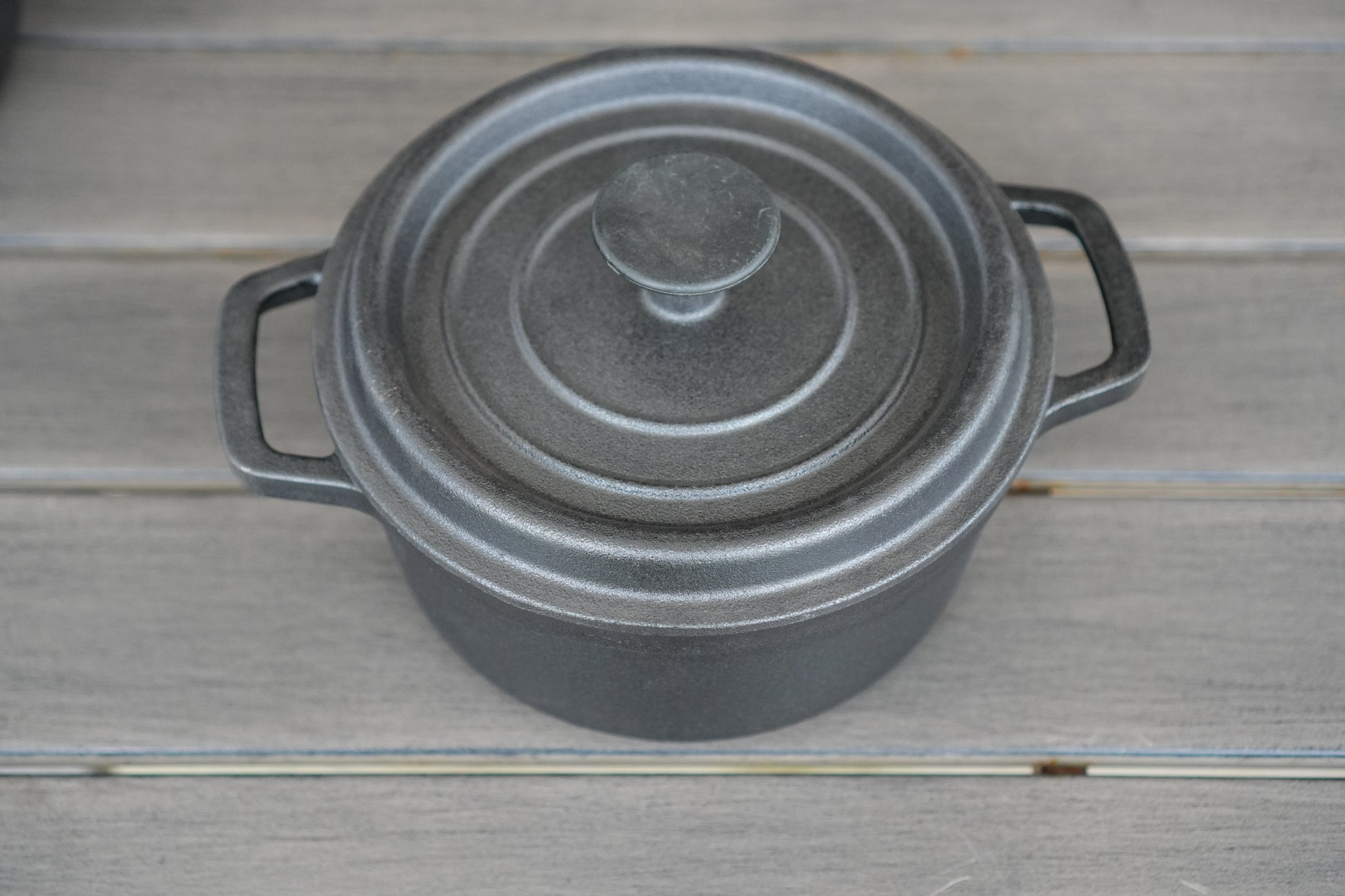 8 inch cast iron Dutch oven lid detail close-up
