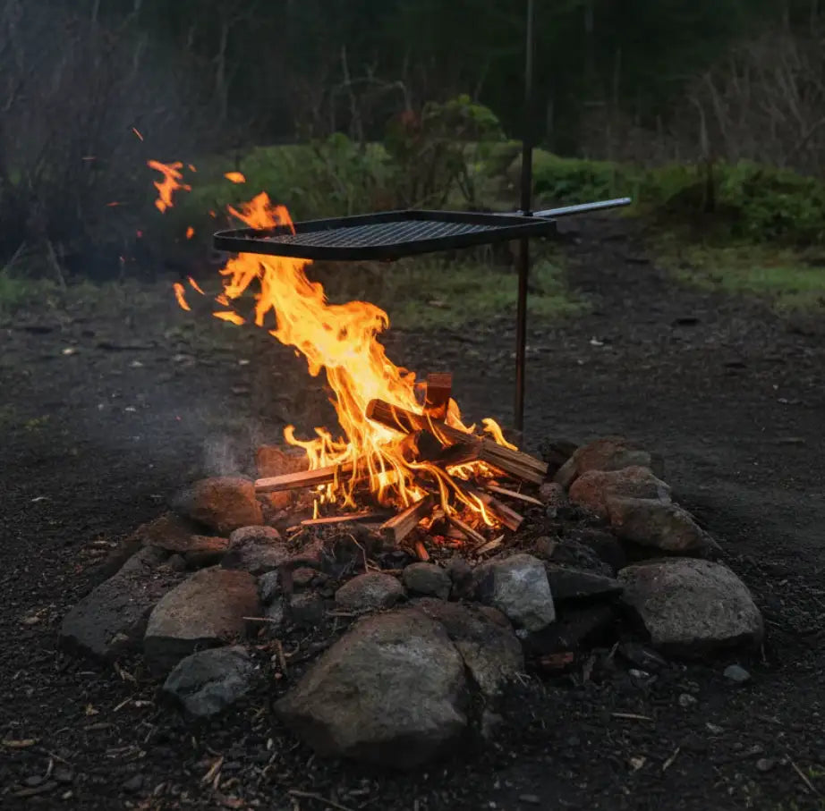 Anvil grill over wood fire 